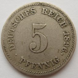 Германия 5 пфеннигов 1896 год (J)