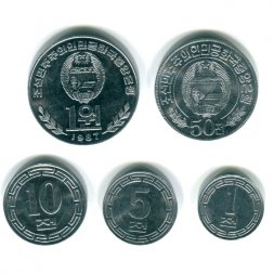 Набор из 5 монет Северная Корея 1959-1987 год