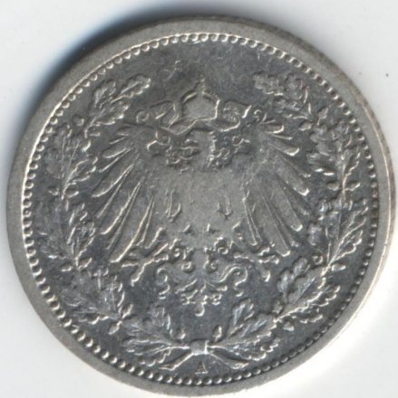 Германия 1/2 марки 1905 год (А)