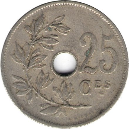 Бельгия 25 сантимов 1921 год BELGIQUE