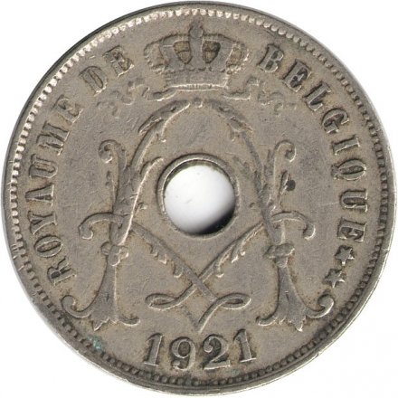 Бельгия 25 сантимов 1921 год BELGIQUE