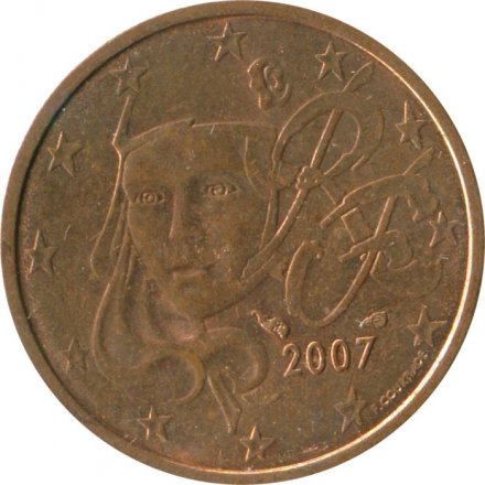 Франция 2 евроцента 2007 год