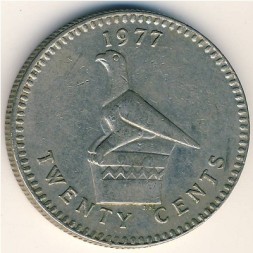 Монета Родезия 20 центов 1977 год