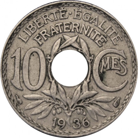 Франция 10 сантимов 1936 год