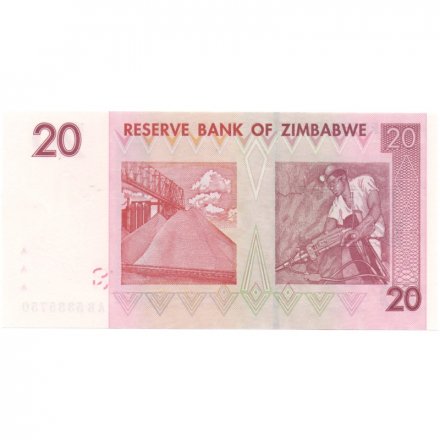 Зимбабве 20 долларов 2007 год - UNC