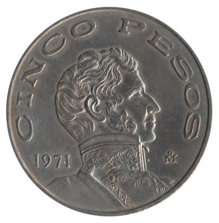 Мексика 5 песо 1971 год - Висенте Герреро