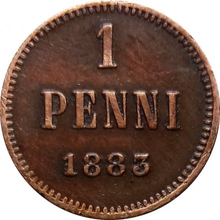 Финляндия 1 пенни 1883 год - Александр III - UNC
