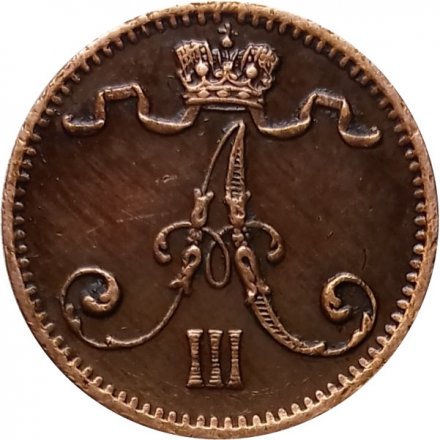 Финляндия 1 пенни 1883 год - Александр III - UNC