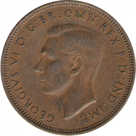 Великобритания 1/2 пенни 1948 год - Король Георг VI. Корабль «Золотая лань»