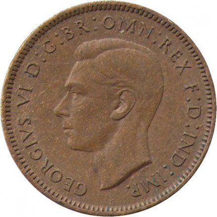 Великобритания 1 фартинг 1945 год - Крапивник