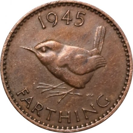 Великобритания 1 фартинг 1945 год - Крапивник
