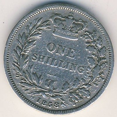 Великобритания 1 шиллинг 1858 год