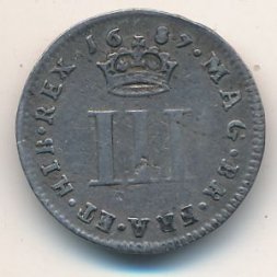 Великобритания 3 пенса 1687 год