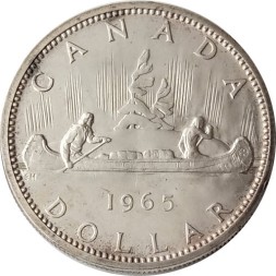 Канада 1 доллар 1965 год - Каноэ