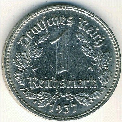 Третий Рейх 1 рейхсмарка 1937 год (D)