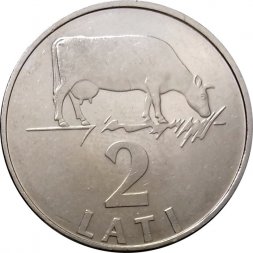 Латвия 2 лата 1992 год - Корова