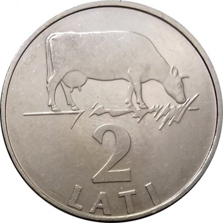 Латвия 2 лата 1992 год - Корова