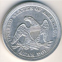 США 25 центов (1/4 доллара) 1854 год