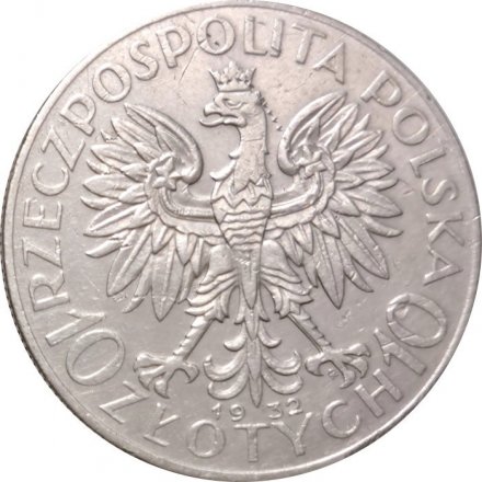 Польша 10 злотых 1932 год (Отметка монетного двора: &quot;стрелочка&quot; - Варшава)