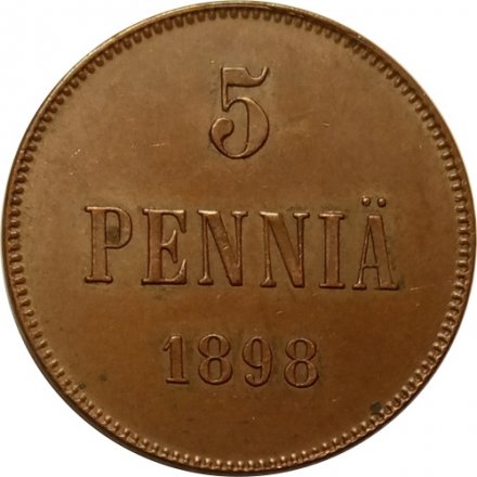 Финляндия 5 пенни 1898 год - Николай II - XF