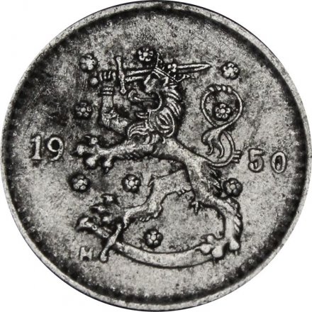 Финляндия 1 марка 1950 год (серый цвет)