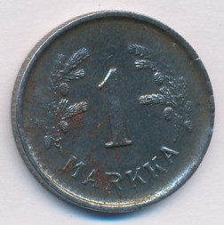 Финляндия 1 марка 1950 год (серый цвет)
