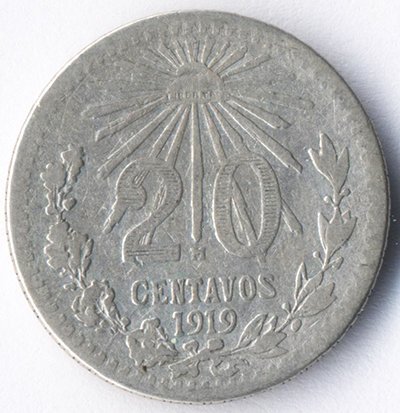Мексика 20 сентаво 1919 год