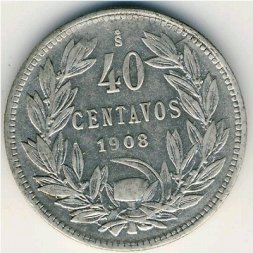 Чили 40 сентаво 1908 год