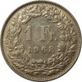 Швейцария 1 франк 1968 год - Без отметки МД