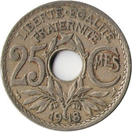 Франция 25 сантимов 1918 год