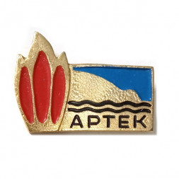 Значок Артек. Пионерский лагерь. Костер