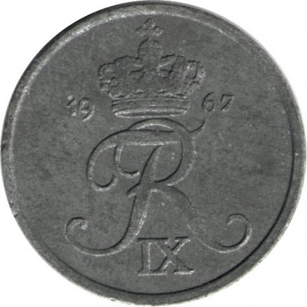 Дания 2 эре 1967 год - Король Фредерик IX