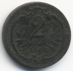 Австрия 2 геллера 1904 год