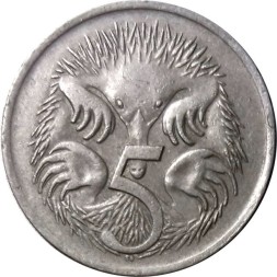 Австралия 5 центов 1966 год - Ехидна