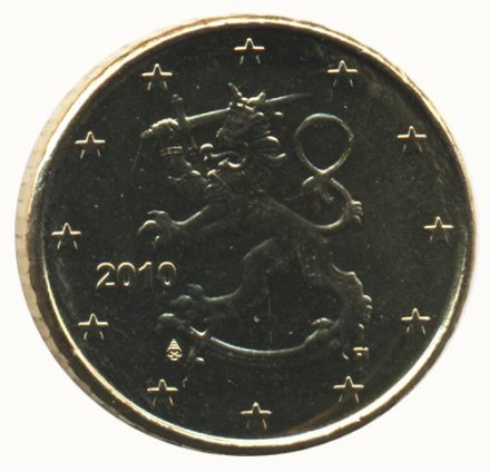 Финляндия 10 евроцентов 2010 год - Герб Финляндии