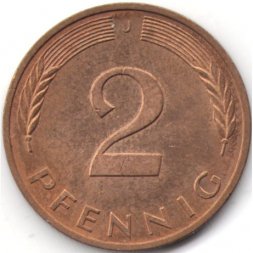 ФРГ 2 пфеннига 1996 год - J