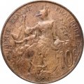 Франция 10 сантимов 1908 год