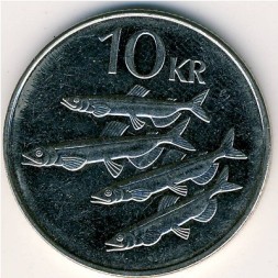 Монета Исландия 10 крон 2005 год - Мойва