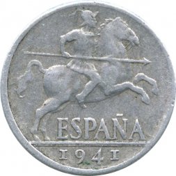 Испания 10 сентимо 1941 год