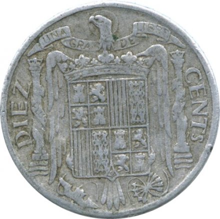 Испания 10 сентимо 1941 год