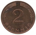 ФРГ 2 пфеннига 1977 год (J)