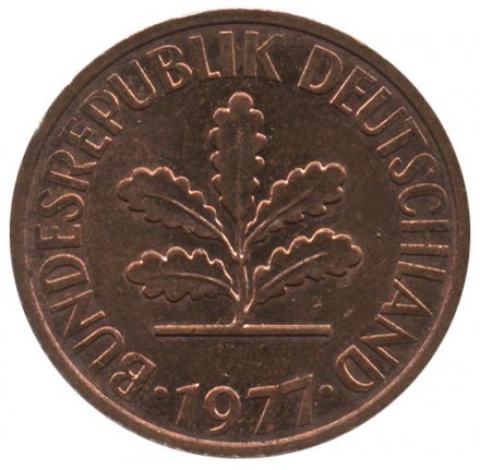 ФРГ 2 пфеннига 1977 год (J)