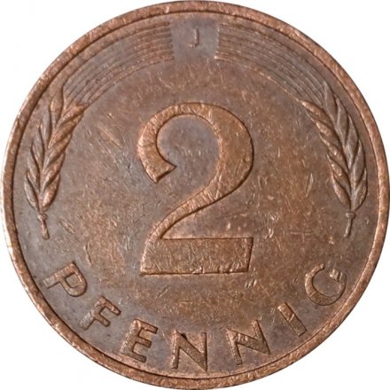 ФРГ 2 пфеннига 1977 год (J)