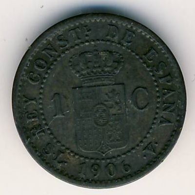 Испания 1 сентимо 1906 год