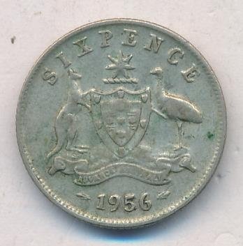 Австралия 6 пенсов 1956 год