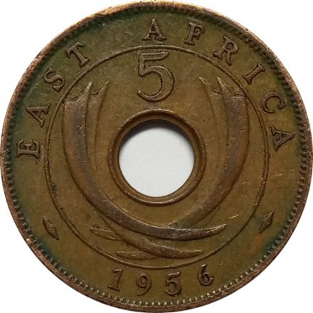 Восточная Африка 5 центов 1956 год (Отметка монетного двора: &quot;KN&quot;)