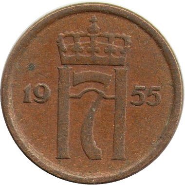 Норвегия 1 эре 1955 год