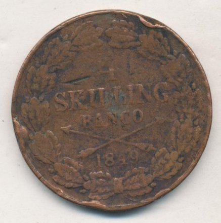 Швеция 4 скиллинга 1849 год