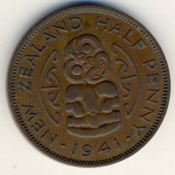 Новая Зеландия 1/2 пенни 1941 год -  Амулет-талисман Хей-Тики