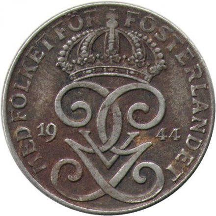 Швеция 2 эре 1944 год - Король Густав V